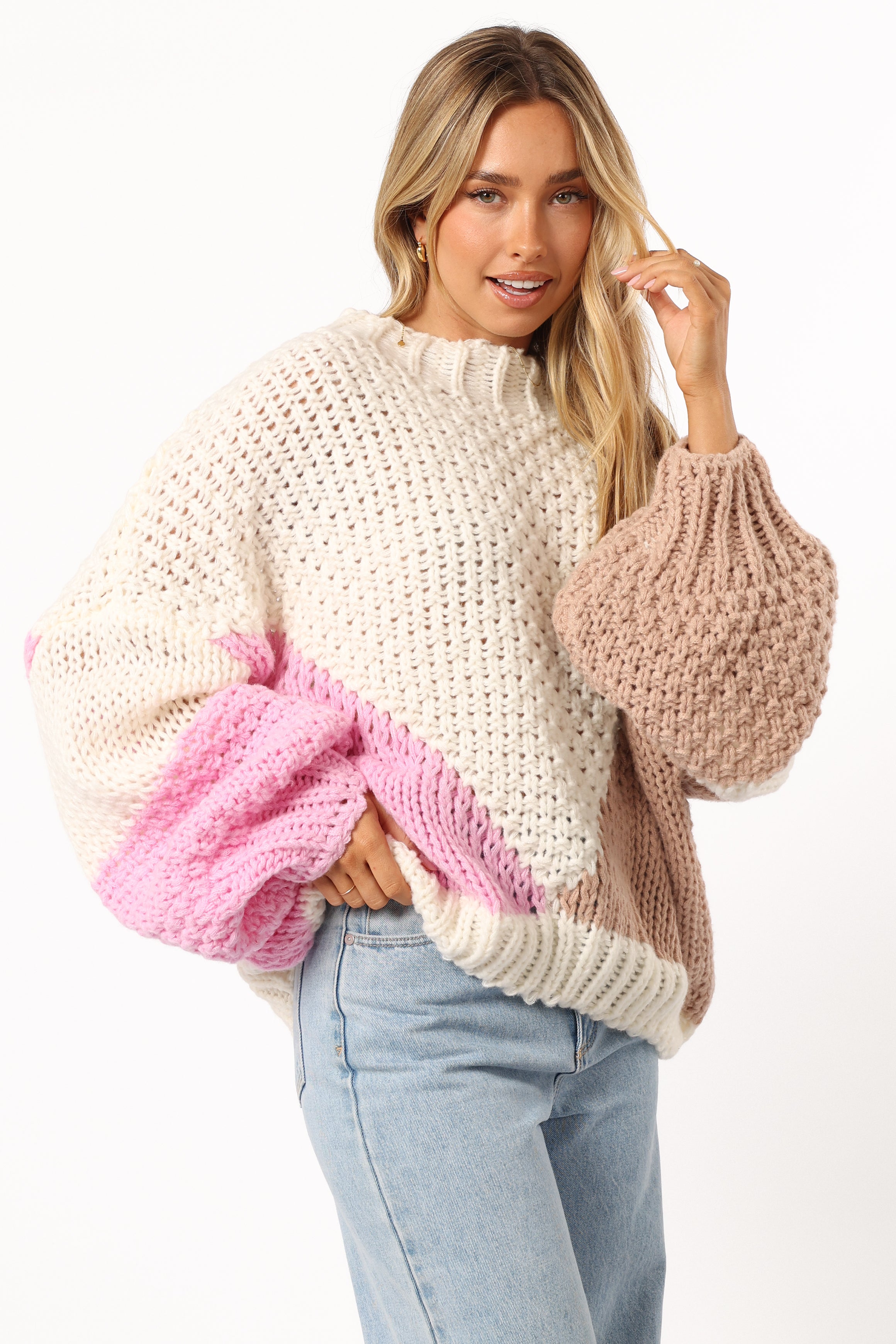 KNITWEAR @Koda Pattern Knit Sweater - Pink Multi
