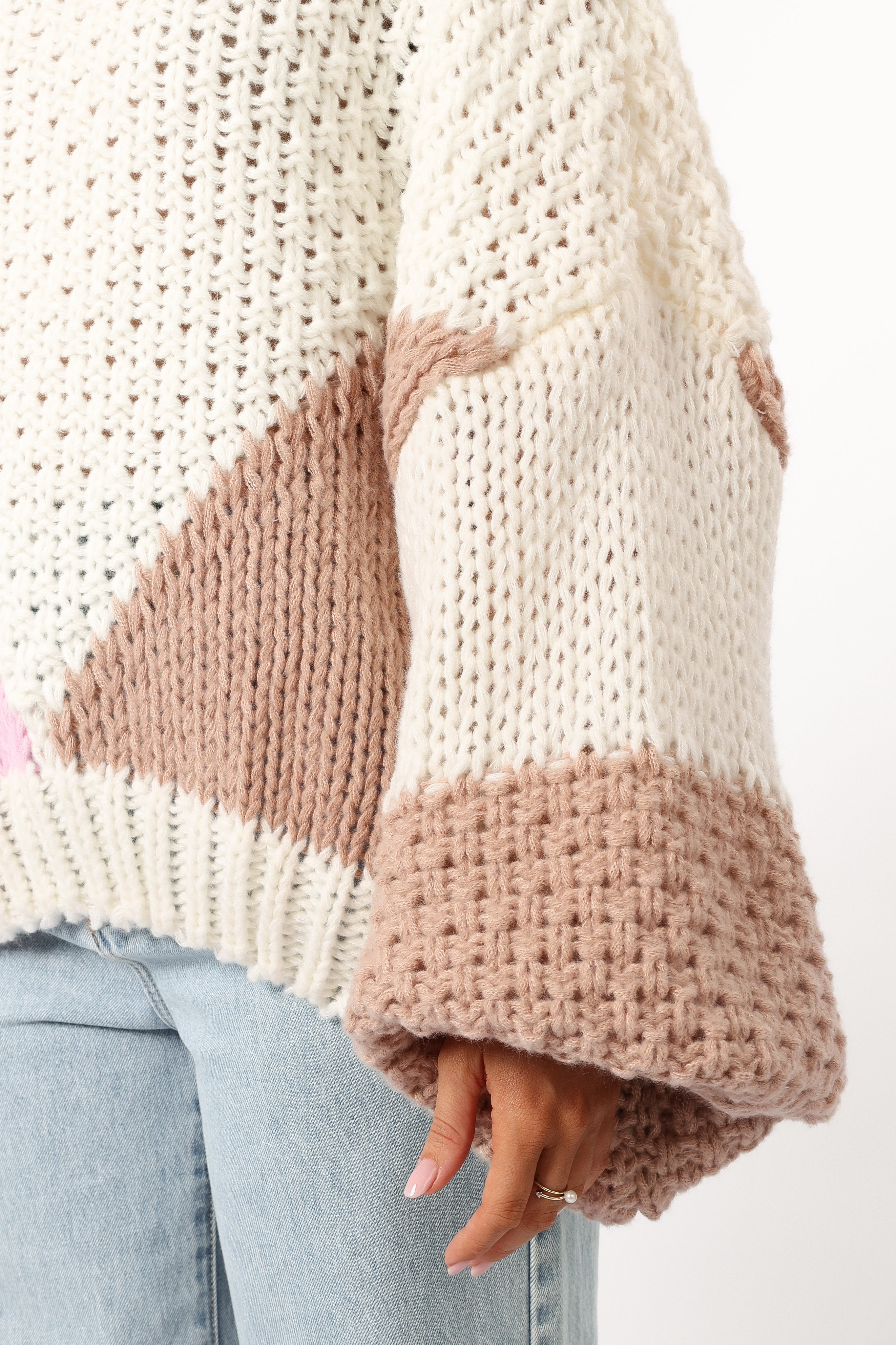 KNITWEAR @Koda Pattern Knit Sweater - Pink Multi