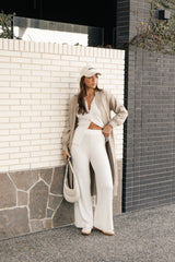 KNITWEAR Nicolette Open Front Long Cardigan - Latte