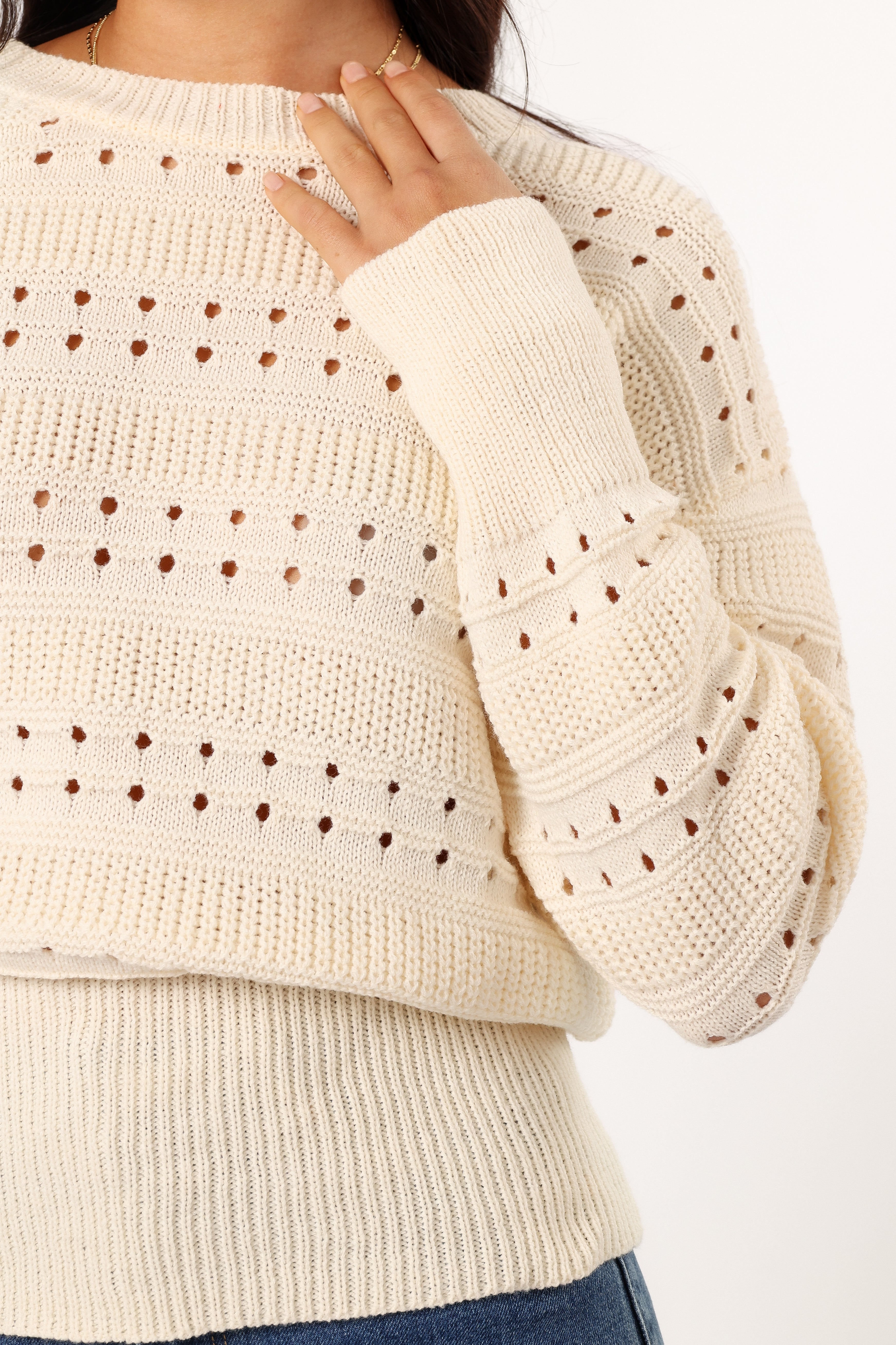 KNITWEAR @Watton Stripe Knit Sweater - Cream