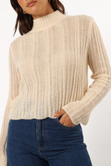 KNITWEAR @Wynford Scallop Edge Knit Sweater - Cream