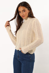 KNITWEAR @Wynford Scallop Edge Knit Sweater - Cream