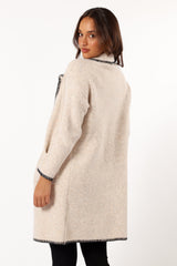 OUTERWEAR @Oaklynn Contrast Stitch Coatigan - Oat