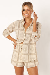 SETS @Penny Short Set - Beige Print