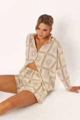 SETS @Penny Short Set - Beige Print