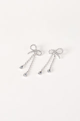 Petal and Pup USA ACCESSORIES Ainsley Bow Earrings - Silver One Size
