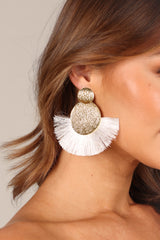 Petal and Pup USA ACCESSORIES Bahati Tassel Earrings - Gold/White One Size