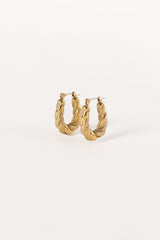 ACCESSORIES @Beth Twist Hoop Earrings - Gold