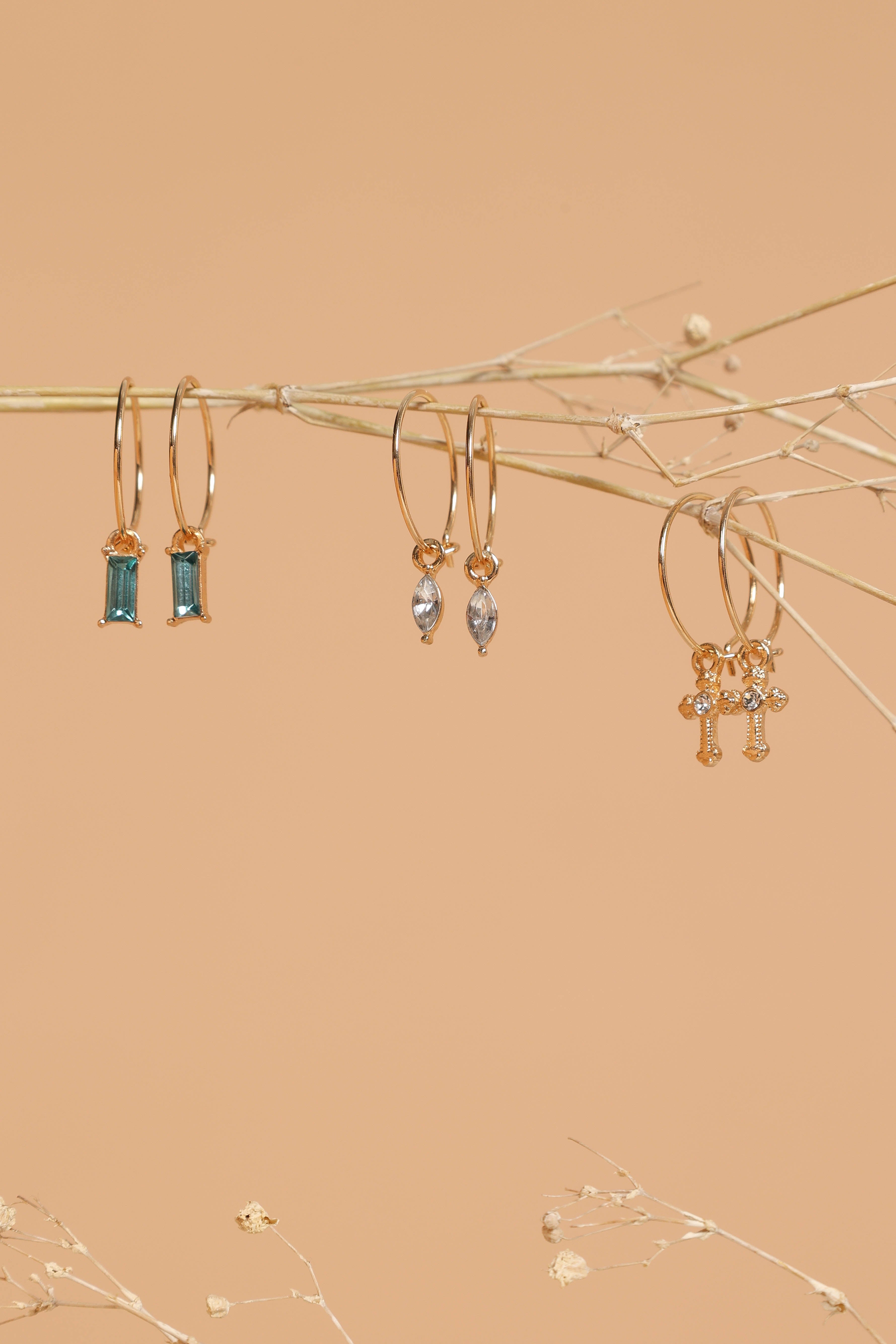 Petal and Pup USA ACCESSORIES Charlotte Drop Hoop Earrings 3 Pack - Multi One Size