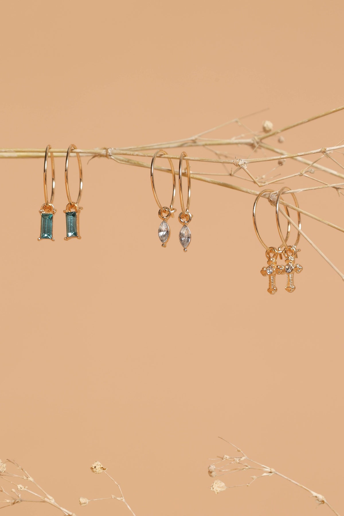 Petal and Pup USA ACCESSORIES Charlotte Drop Hoop Earrings 3 Pack - Multi One Size