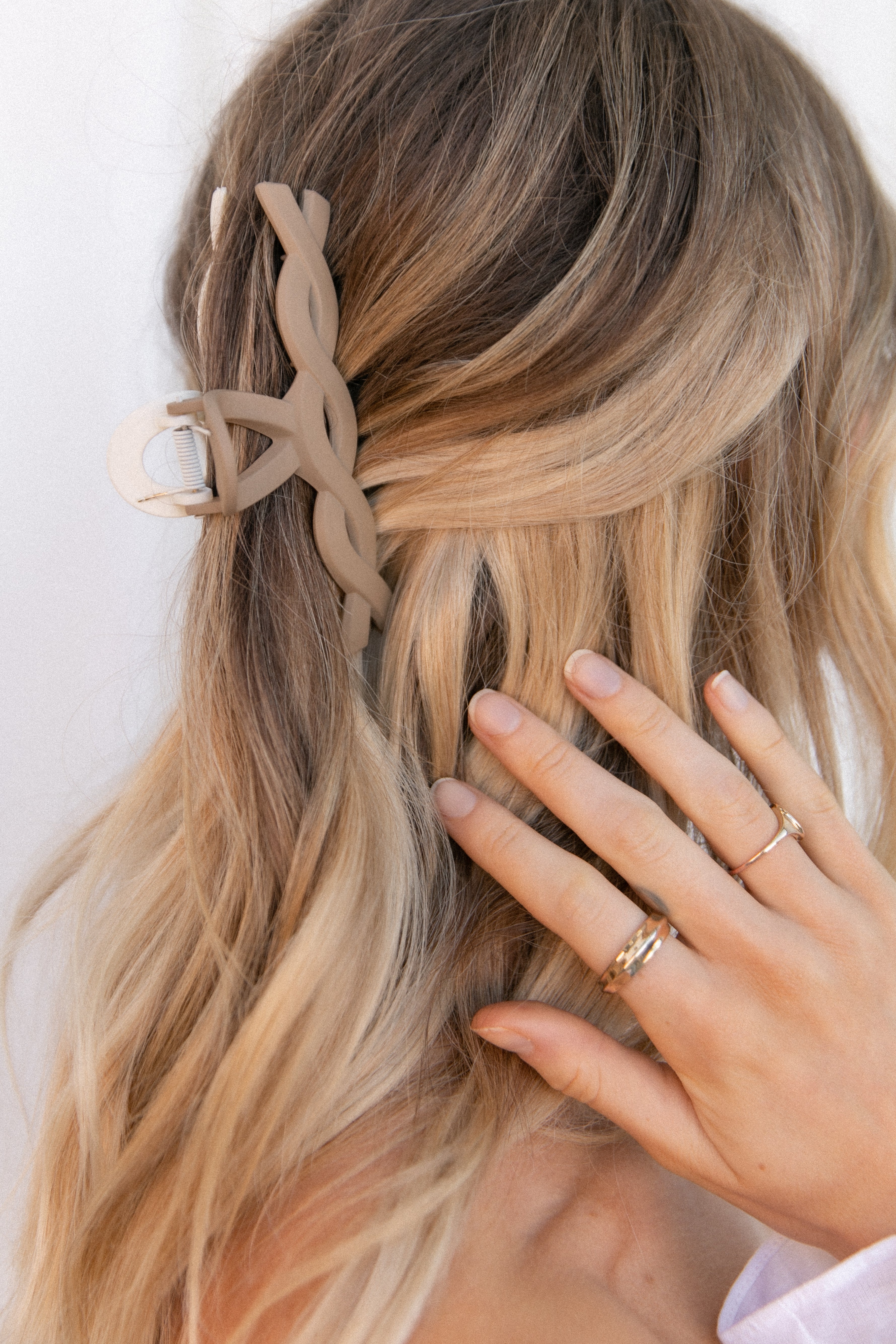 Petal and Pup USA ACCESSORIES Connie Two Tone Hairclip - White/Tan One Size