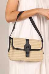 Petal and Pup USA ACCESSORIES Dovie Straw Shoulder Bag - Natural/Black One Size
