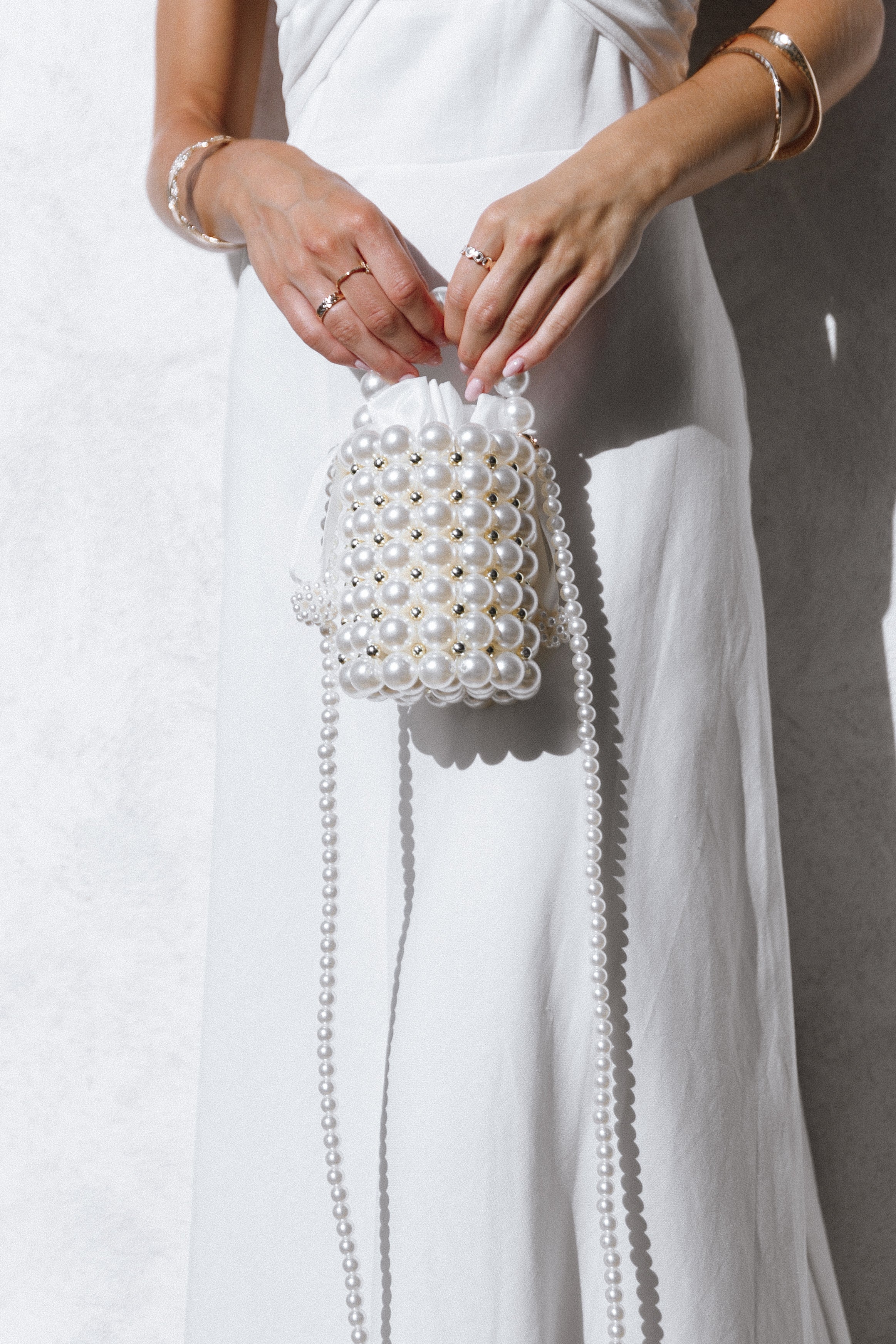 Petal and Pup USA ACCESSORIES Eleanor Beaded Bag - Pearl One Size