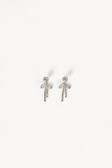 Petal and Pup USA ACCESSORIES Elena Bow Earrings - Silver One Size