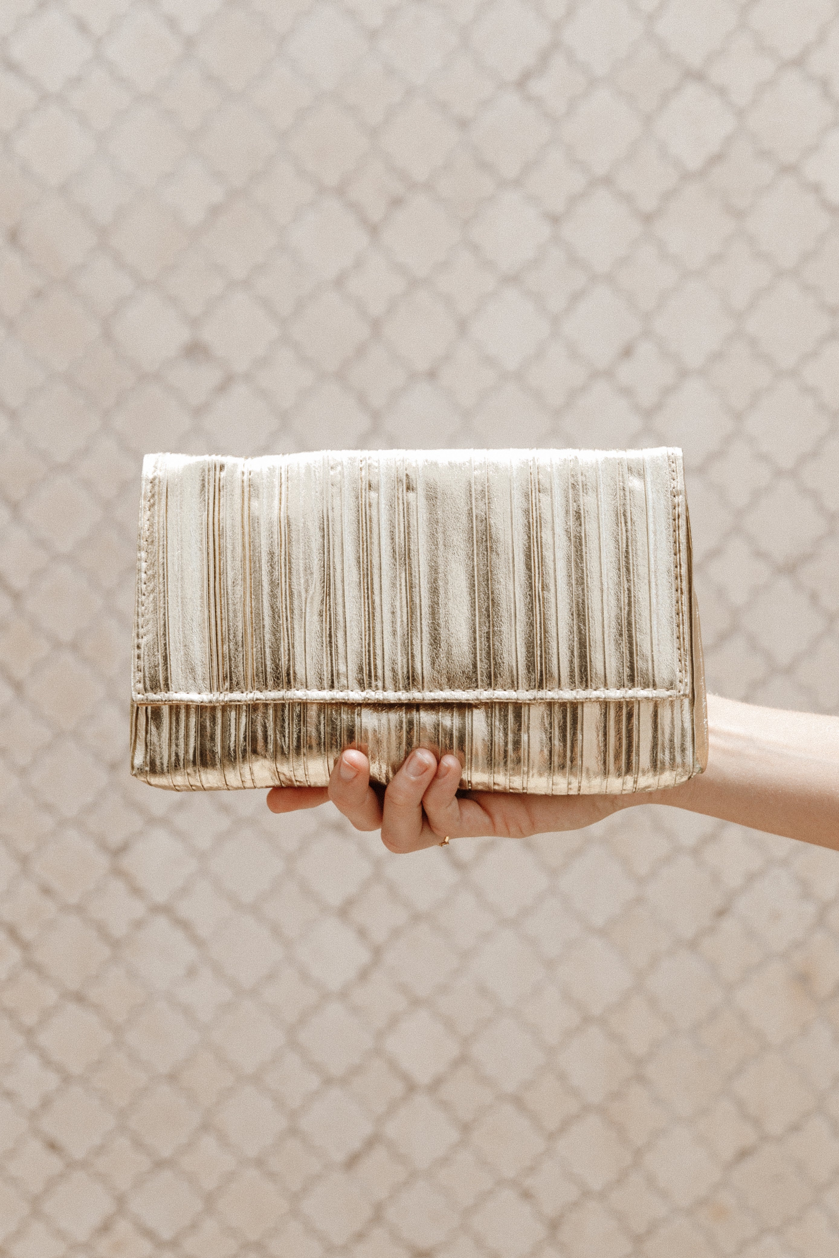 Petal and Pup USA ACCESSORIES Gemma Ruched Clutch - Gold One Size