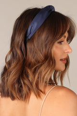 Petal and Pup USA ACCESSORIES Juliana Satin Headband - Blue One Size
