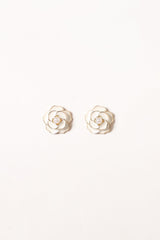 Petal and Pup USA ACCESSORIES Reina Flower Earrings - Gold White One Size