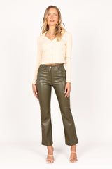 Petal and Pup USA BOTTOMS Ashley Faux Leather Pants - Olive