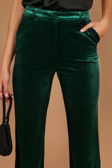 Petal and Pup USA BOTTOMS Darla Velvet Wide Leg Pants - Hunter Green
