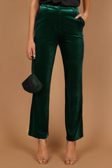 Petal and Pup USA BOTTOMS Darla Velvet Wide Leg Pants - Hunter Green