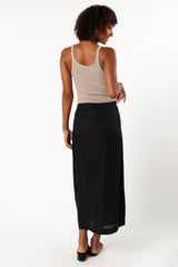 Petal and Pup USA BOTTOMS Finley Linen Midi Skirt - Black