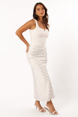 Petal and Pup USA BOTTOMS Heidi Stripe Slip Skirt - White Black Stripe