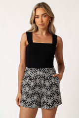 Petal and Pup USA BOTTOMS Jacey Embroidered Shorts - Black White