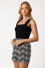 Petal and Pup USA BOTTOMS Jacey Embroidered Shorts - Black White