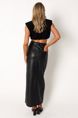 Petal and Pup USA BOTTOMS Jade Vegan Leather Column Skirt - Black