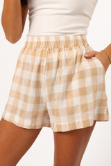 Petal and Pup USA BOTTOMS Jemmy Shorts - Beige Check