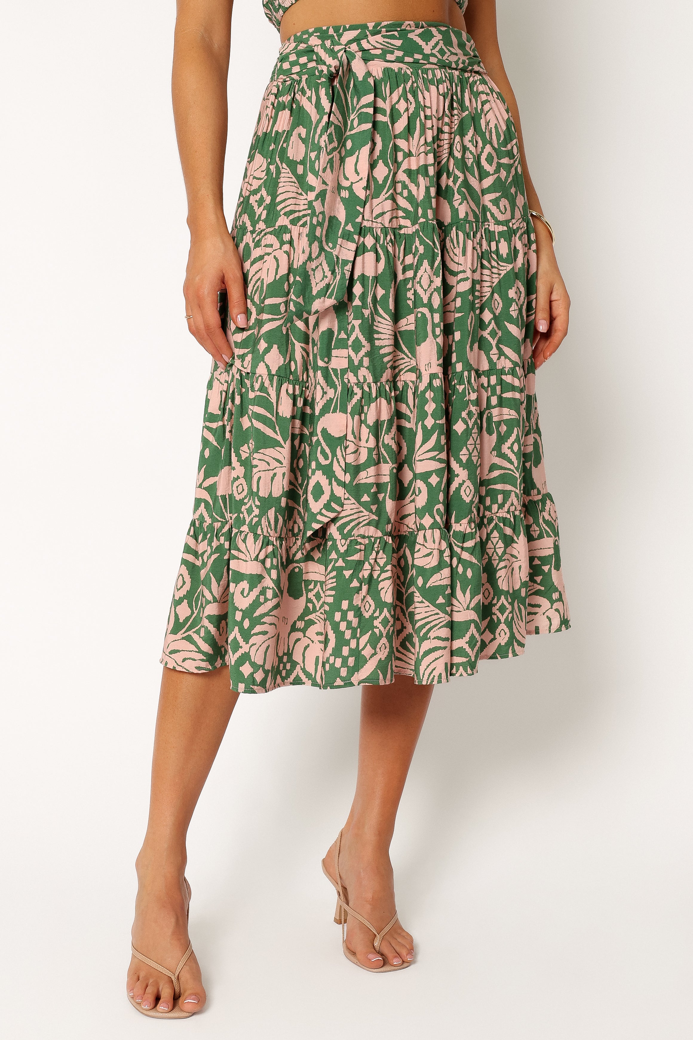 Petal and Pup USA BOTTOMS Lani Midi Skirt - Green