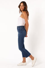 Petal and Pup USA BOTTOMS Luna High Rise Tonal Crop Flare Jean - Dark Denim