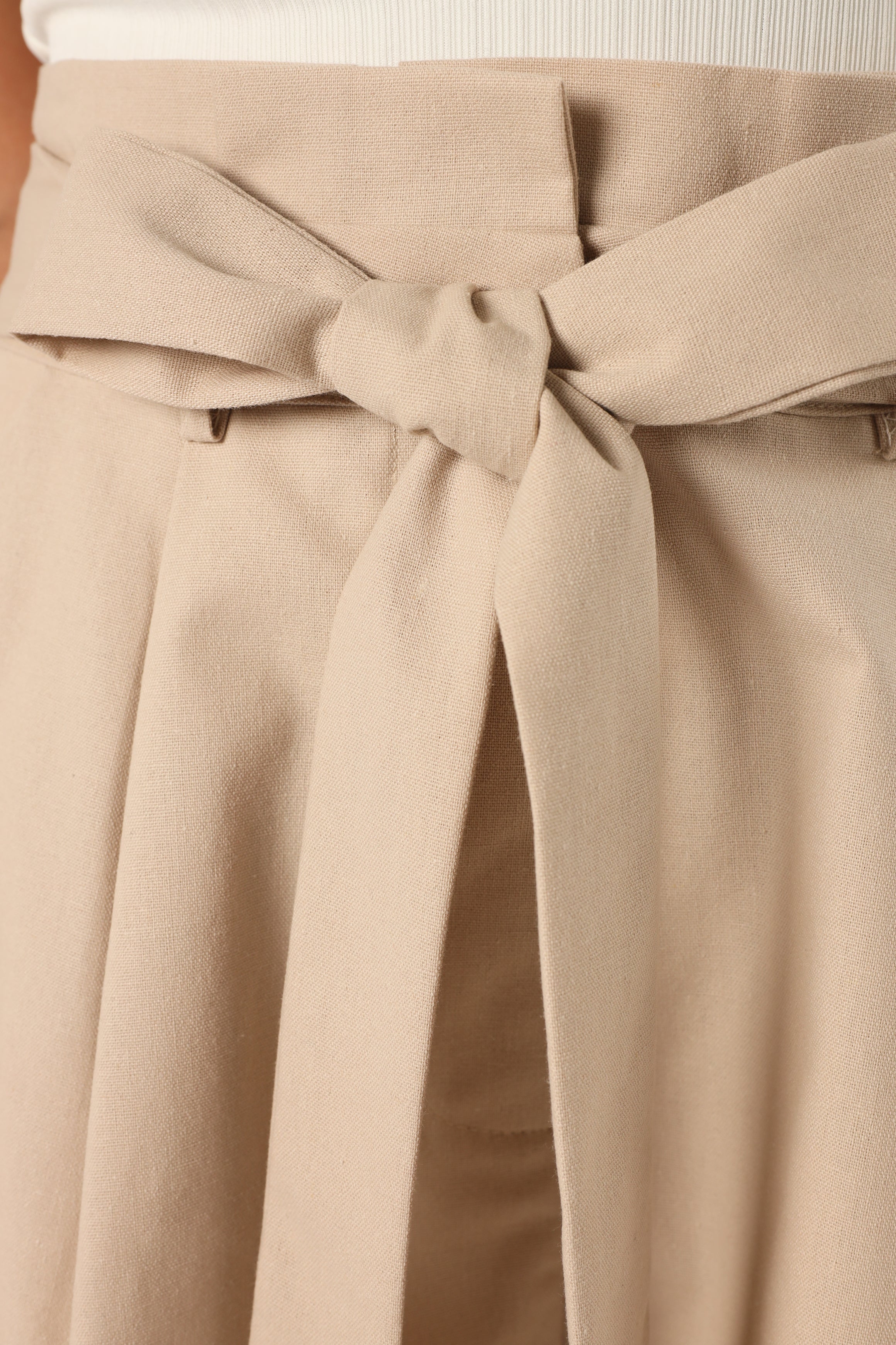 Petal and Pup USA BOTTOMS Maya High Waisted Paperbag Shorts - Beige