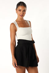 Petal and Pup USA BOTTOMS Maya High Waisted Paperbag Shorts - Black