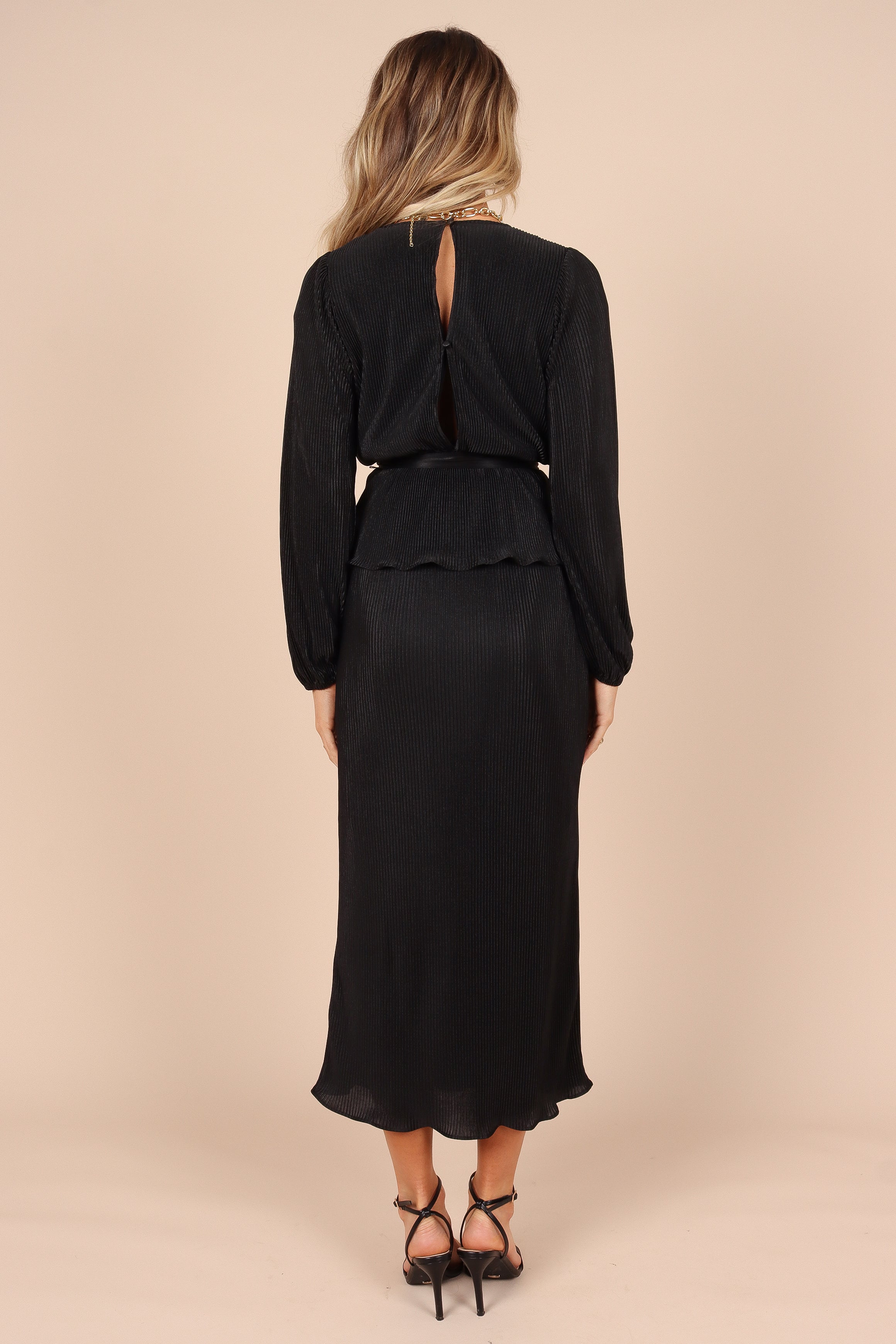 Petal and Pup USA BOTTOMS Minelli Pleat Midi Skirt - Black