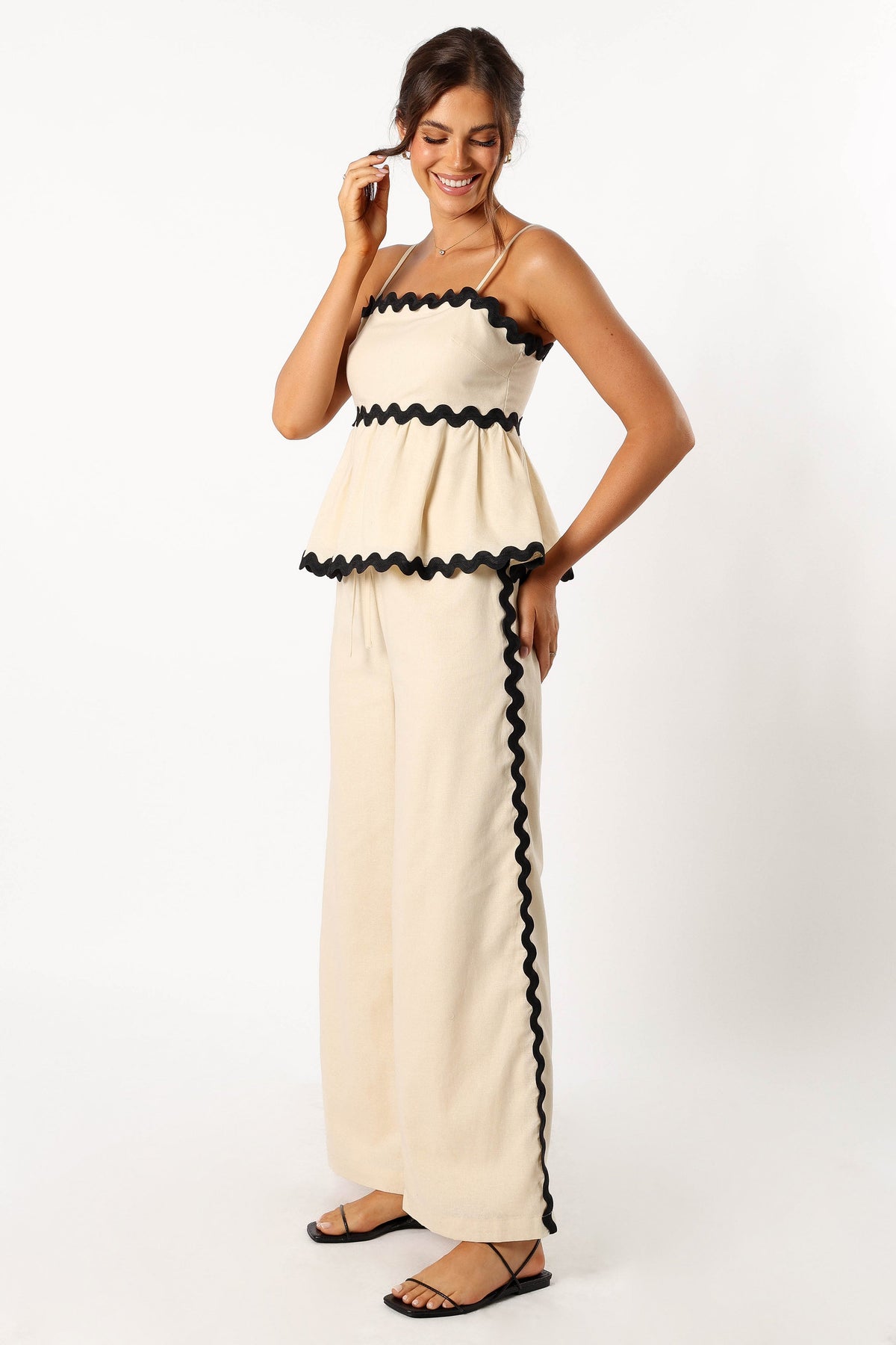 Petal and Pup USA BOTTOMS Mollymook Pants - Cream Black