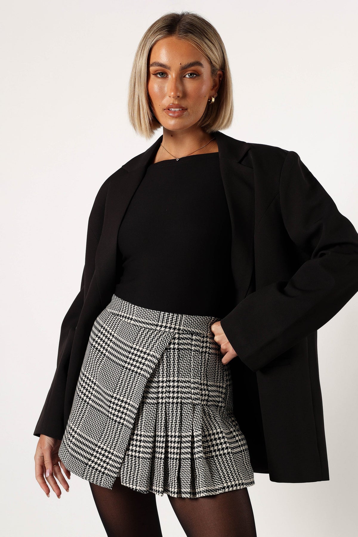 Petal and Pup USA BOTTOMS Natasha Mini Skort - Black/White