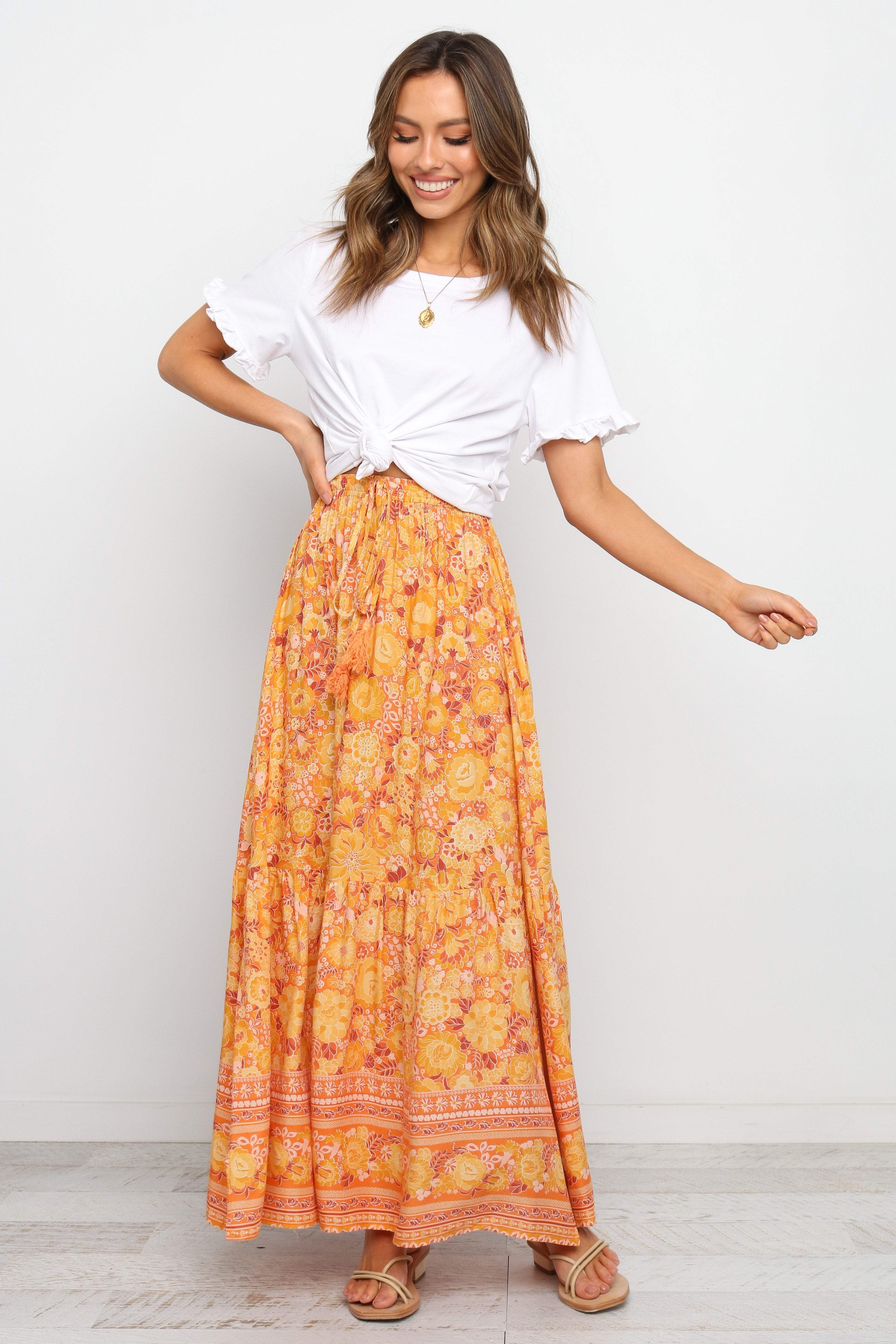 Petal and Pup USA BOTTOMS Nyasa Skirt - Orange