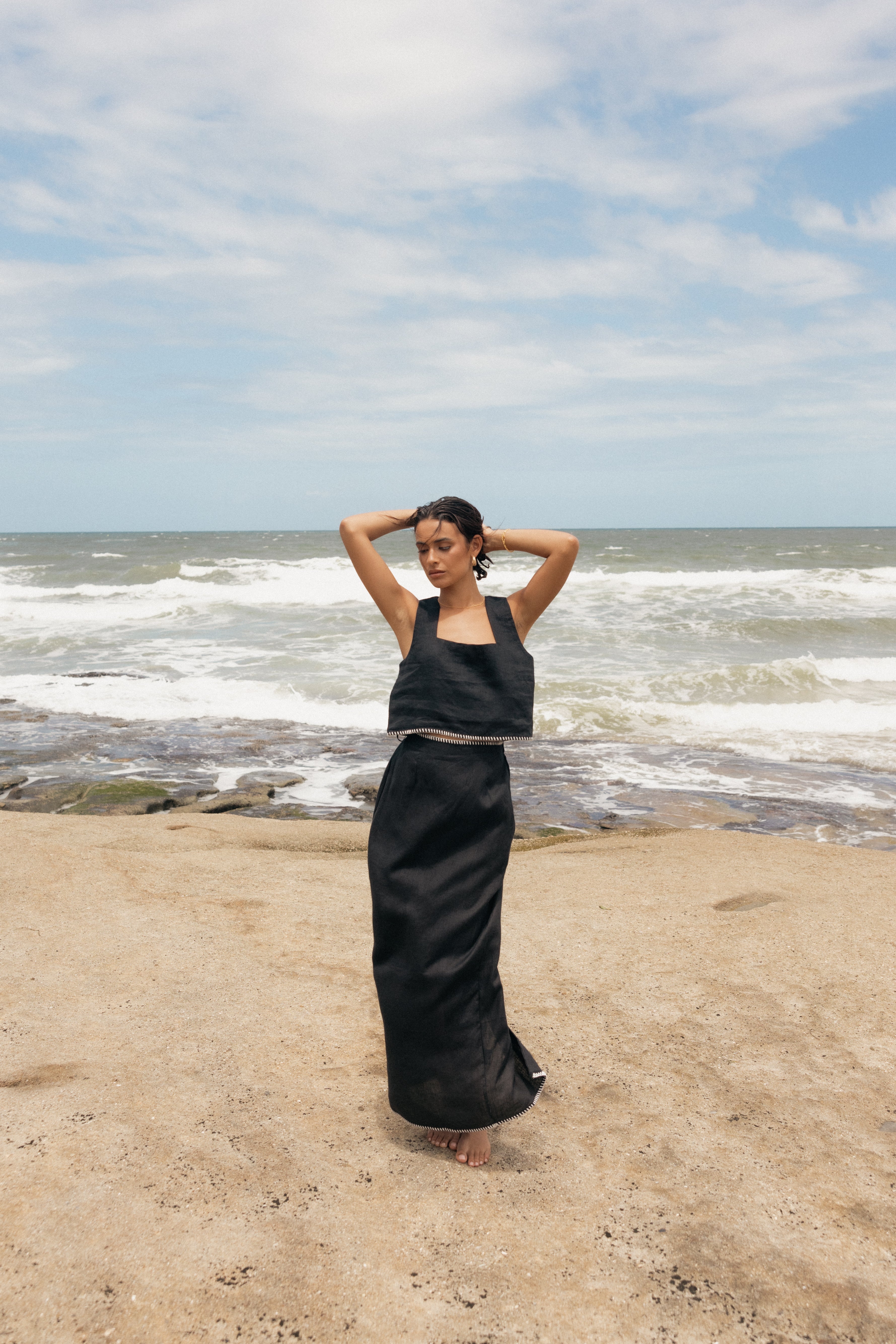 Petal and Pup USA BOTTOMS Odette Midi Skirt - Black