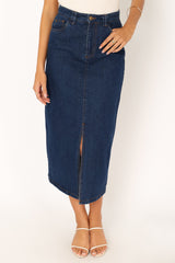 Petal and Pup USA BOTTOMS Rana Denim Midi Skirt - Dark Denim