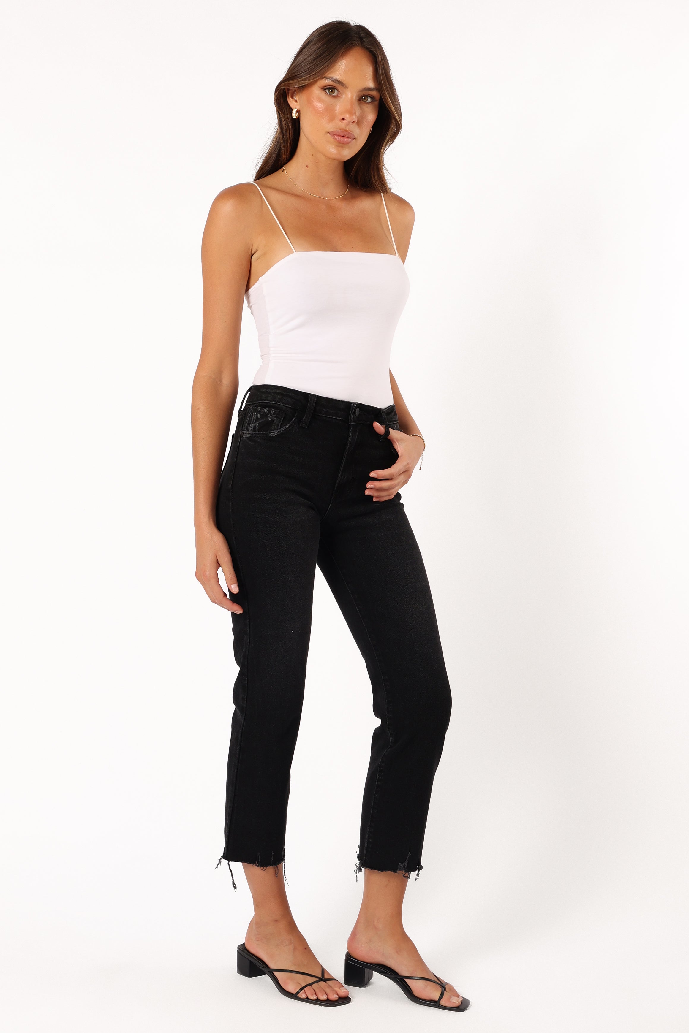 Petal and Pup USA BOTTOMS Rowan High Rise Straight Leg Jean - Washed Black