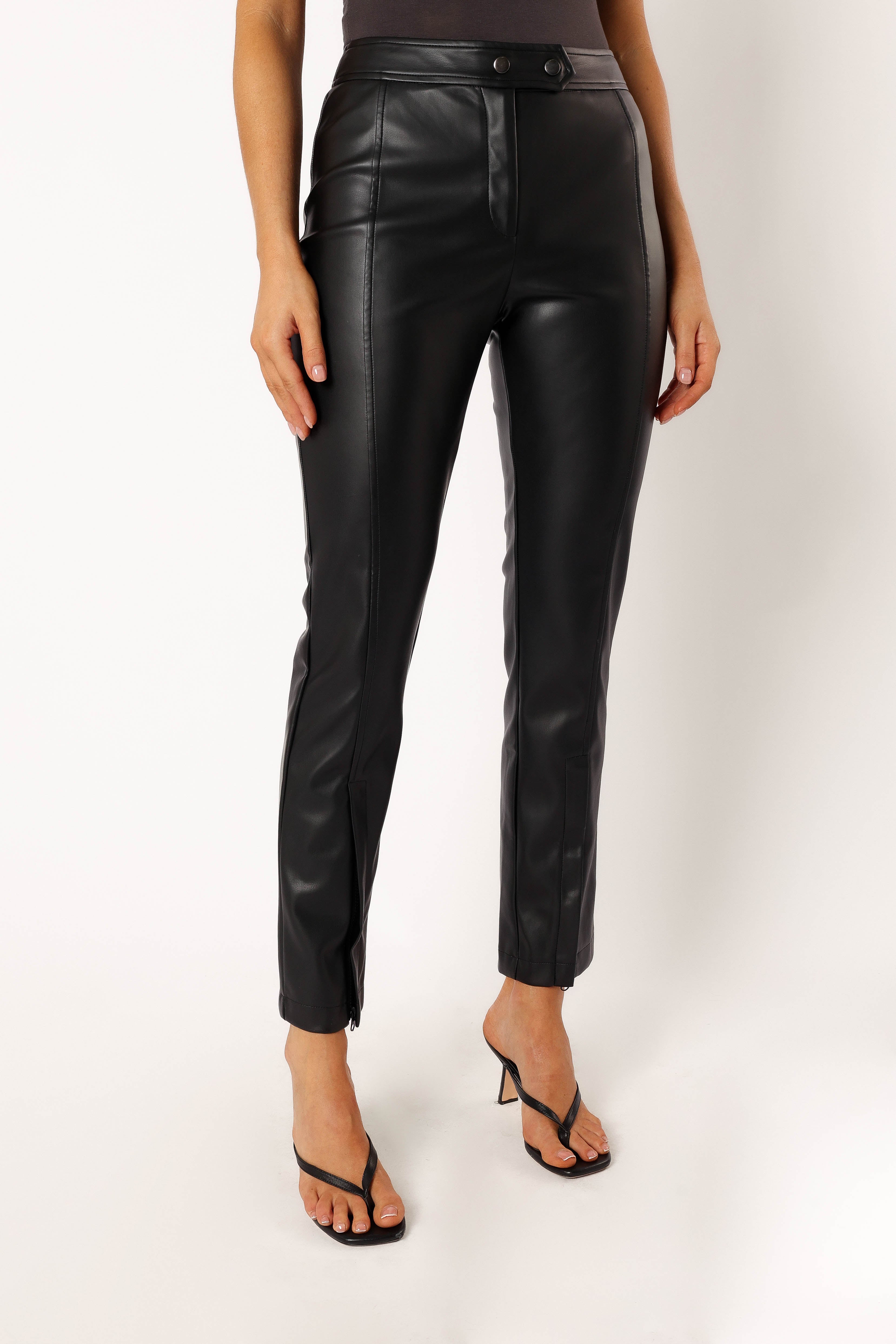 Petal and Pup USA BOTTOMS Roxy Vegan Leather Pants - Black