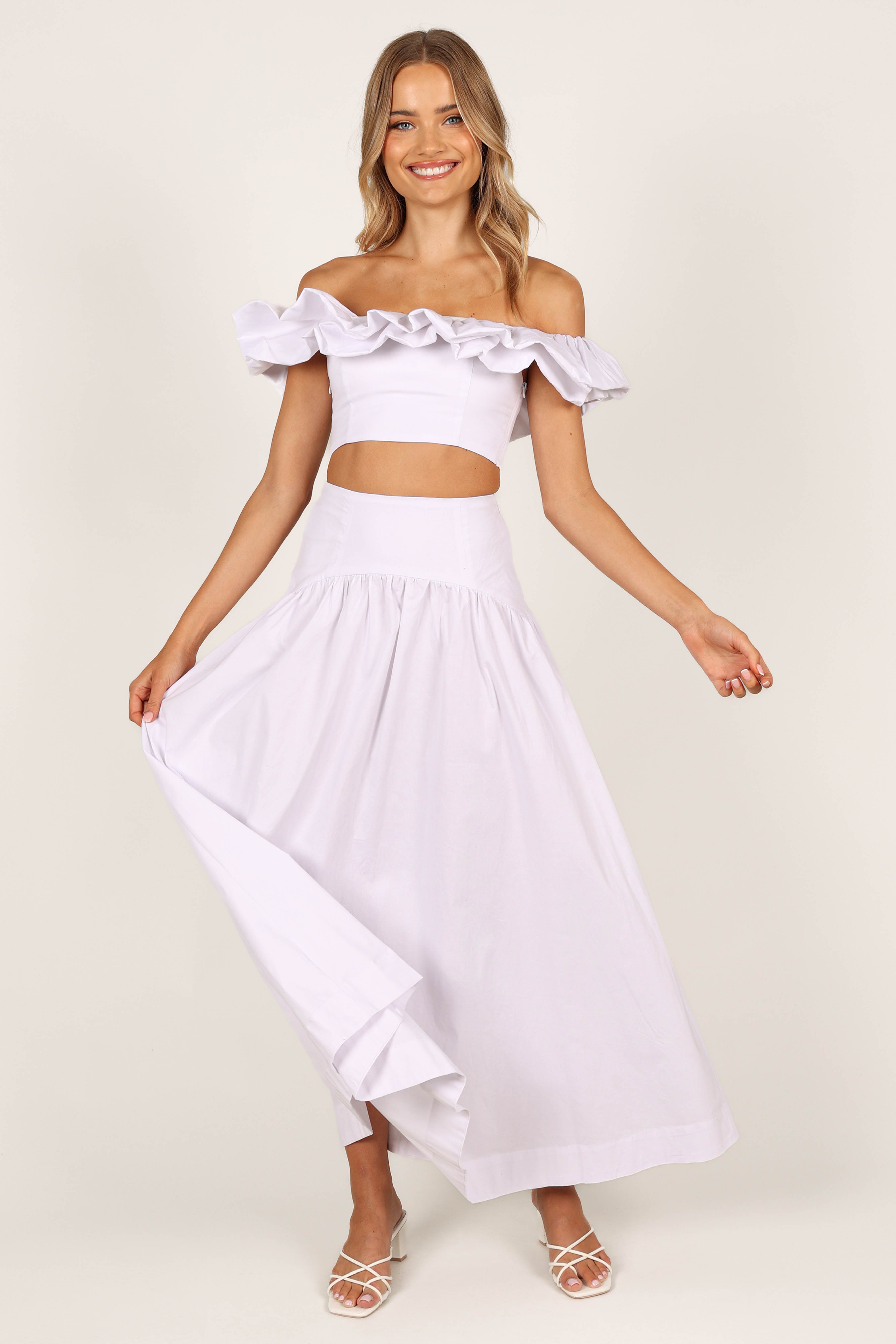 Petal and Pup USA BOTTOMS Savannah Maxi Skirt - White