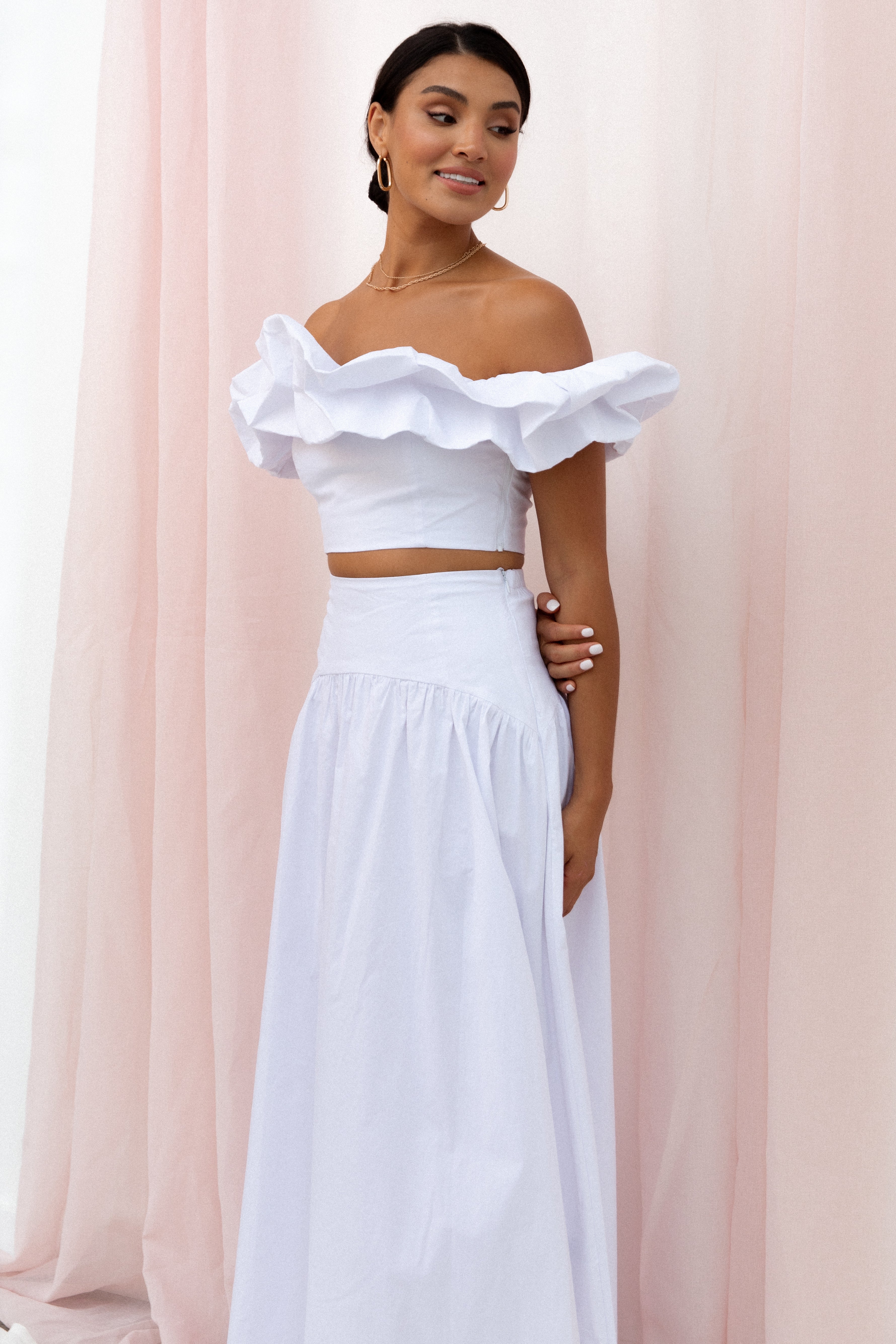 Petal and Pup USA BOTTOMS Savannah Maxi Skirt - White