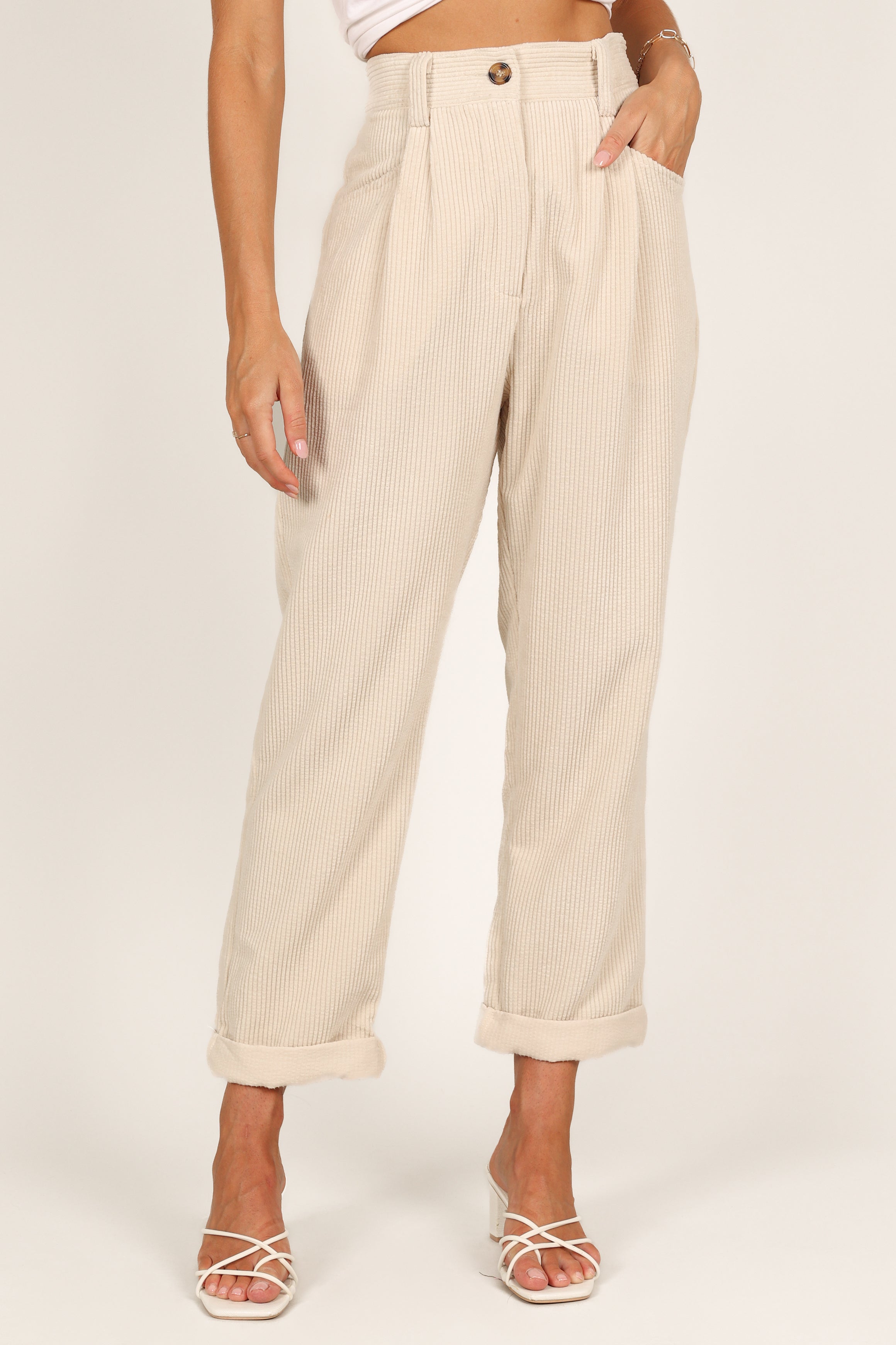 Petal and Pup USA BOTTOMS Talaren Cord Pant - Cream