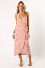 Petal and Pup USA DRESSES Abigail Wrap Midi Dress - Pink Swirl