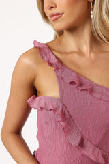 Petal and Pup USA DRESSES Ainslee One Shoulder Maxi Dress - Pink