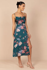 Petal and Pup USA DRESSES Alejandra Cowl Neck Midi Dress - Emerald