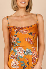 Petal and Pup USA DRESSES Alejandra Cowl Neck Midi Dress - Tan