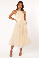 Petal and Pup USA DRESSES Aletta Halterneck Midi Dress - Cream